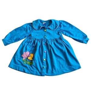 Vintage 90's Austin & Ashley Girls Size 6 Long Sleeve Blue Dress